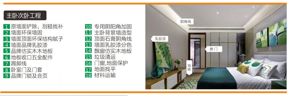 綿陽裝飾網時尚裝臥室包含項目